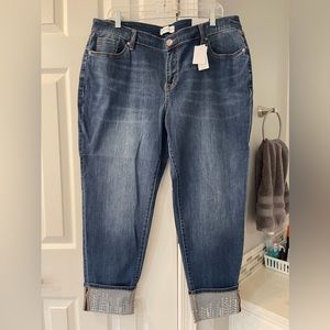 lane bryant signature fit boyfriend jeans embellished cuff